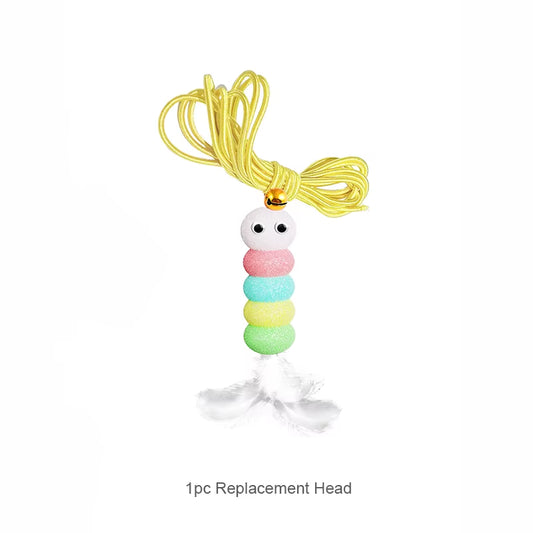 Cat Teaser Stick Kitten Electric Hanging Mop Shaped Feather Bell Cat Teaser Accessories Hanging Swing Pet Spring Toy